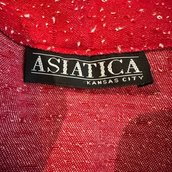 Asiatica Kansas City Red & White Textured String Wrap Art to Wear Vest sz S/M - Picture 6 of 7
